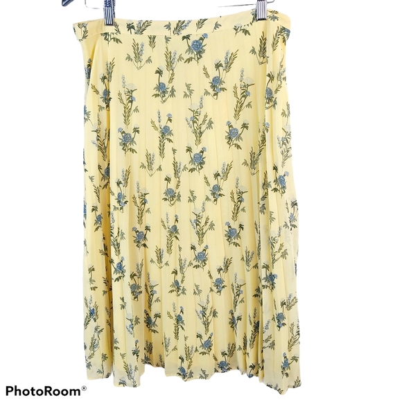 Simon's Dresses & Skirts - Simon's Pastel Yellow Floral Pleated Midi Skirt